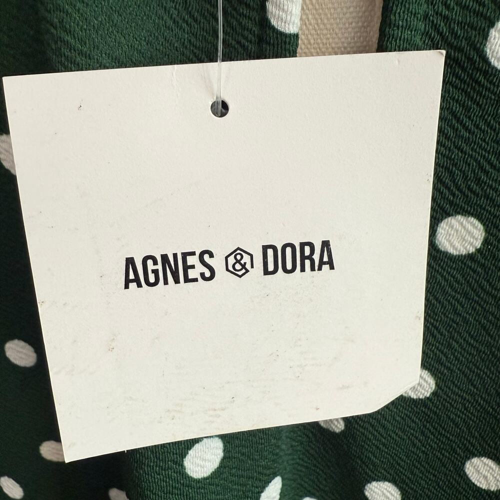 Agnes & Dora White & Green Polka Dot Bell Sleeve Shift Dress Retro Colorful - Picture 5 of 11